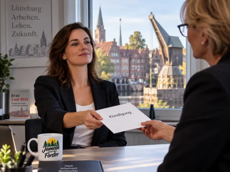 Beratungsgespräch über eine verhaltensbedingte Kündigung an einem Besprechungstisch